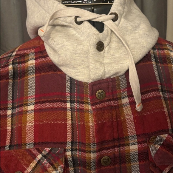 Legendary Whitetails Red Plaid Hooded Snap Down Shirt Jacket - Picture 10 of 17